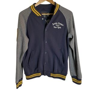 H&M G. Mills Junior League 1952 NY Letterman Navy Blue & Grey Jacket Size 14Y